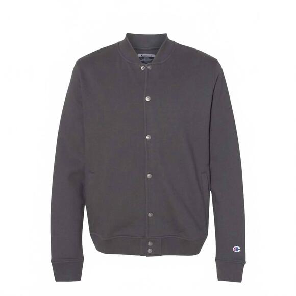 NEW CHAMPION men varsity bomber jacket in charcoal gray
